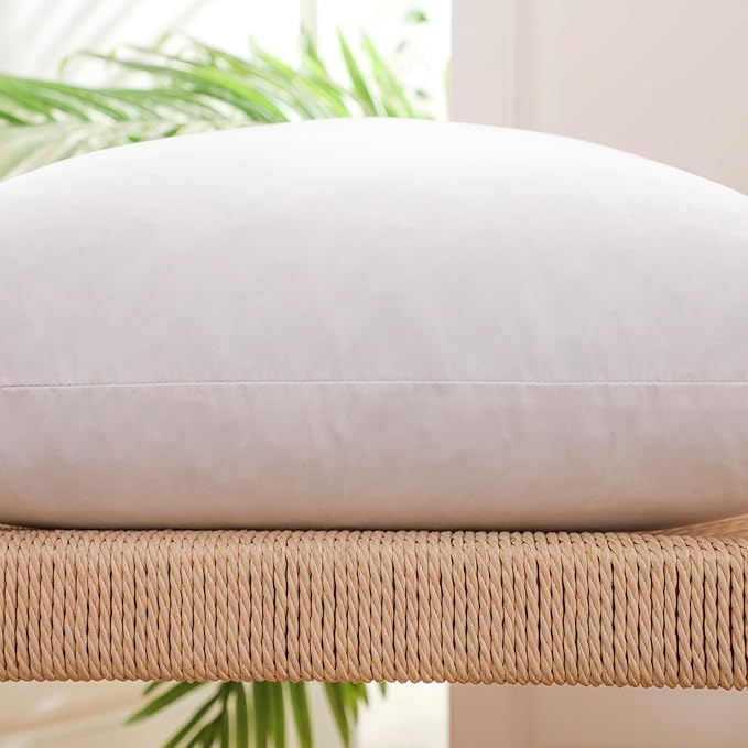 22x22 Inch Gold Goose Down and Feather Throw Pillow Inserts-2 Packs,White,Super Soft Cover,Double Layer Dwon Proof Design,High Filling Weight.