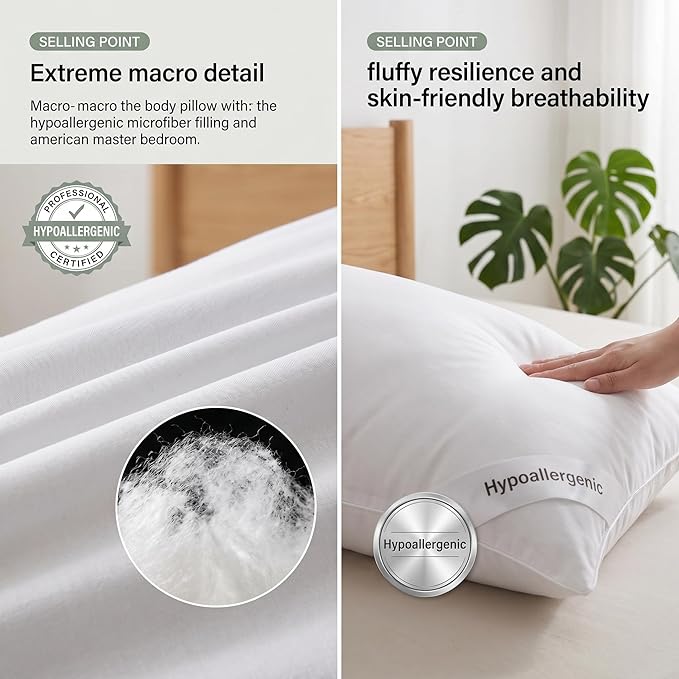 Zituop Dakimakura Pillow 150x50cm 20x60 inch Body Pillow Insert, Cloud-Soft PP Cotton Filling, Large Body Pillow Stuffer for Anime Pillowcase