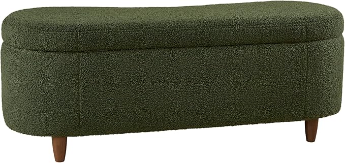 Bailey Boucle-Style Curved Storage Accent Bench