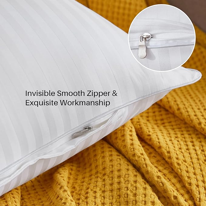 Oubonun 14 x 22 Throw Pillow Inserts, Firm and Fluffy Decorative Pillows for Couch Bed Sofa with Soft Cotton Cover White Cushion with Down Alternative Pack of 2