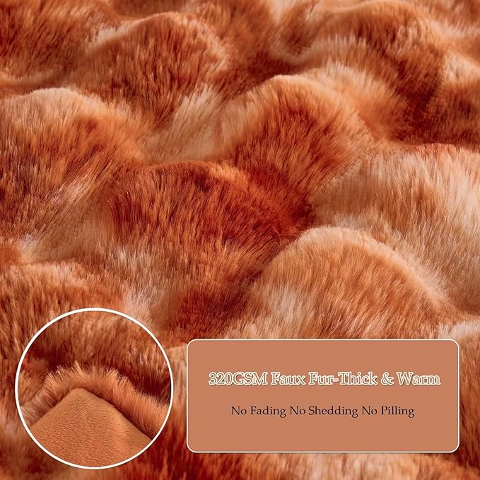 Luxury Shaggy Faux Fur Body Pillow,Fluffy Bed Pillow with Zipper Closure,Soft Decorative Plush Full Long Pillows,Fuzzy Hug Pillow for Living Room Side Sleeper & Pregnancy 20"x54" Tie-dye Burnt Orange