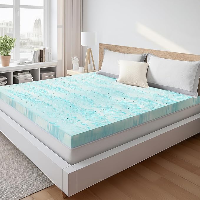 Sweetcrispy Mattress Topper Twin XL - 2 Inch Memory Foam Cooling Gel Infused Bed Topper for Back Pain, CertiPUR-US Certified