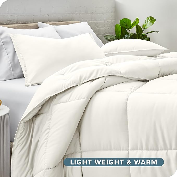 Bare Home Comforter Set - Oversized Queen Size - Ultra-Soft - Goose Down Alternative - Premium 1800 Series - All Season Warmth (Queen Oversized, Cream)