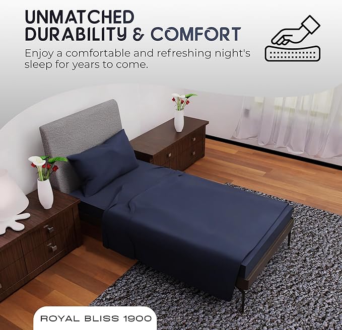 Twin Bed Set - 3Pc Set - Deep Pockets - Cooling Twin Size Sheets - Soft and Smooth Bed Sheet - Perfect Bedding for Any Bedroom (Navy Blue)