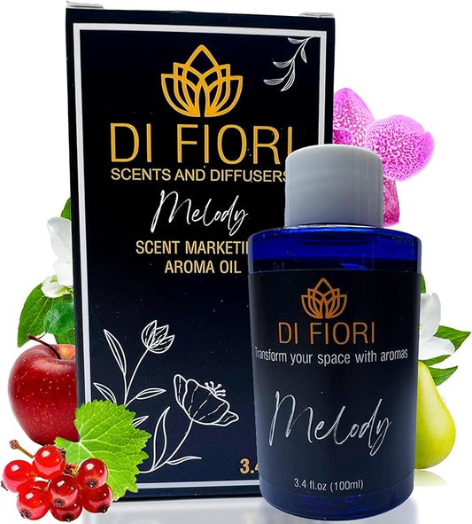 Melody - Pure Essential Oil for Waterless Diffusers - Red Currant, Apple, Jasmine, Orchid - Aromatherapy, Pure Natural Oil, Diffuser Refill, Super Aroma, Organic Essential Oil - 3,4oz - DI FIORI