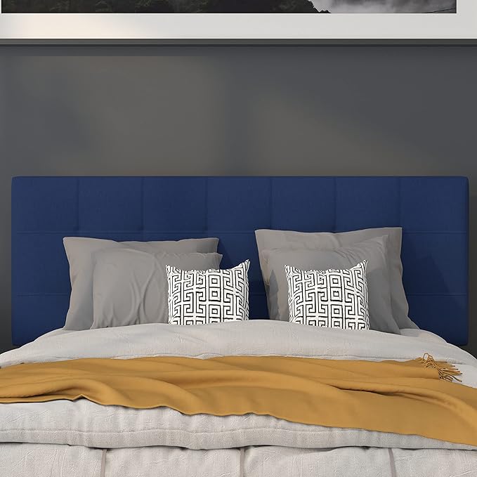 Flash Furniture Bedford Tufted Upholstered Full Size Headboard in Navy Fabric