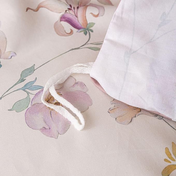 OAITE Duvet Cover Set Twin Size Floral Pattern Ultra Soft 100% Cotton Duvet Cover Sets 3-PC, Breathable Duvet Cover with Zipper Closure & Corner Ties(2 Pillow Shams,1 Duvet Cover)