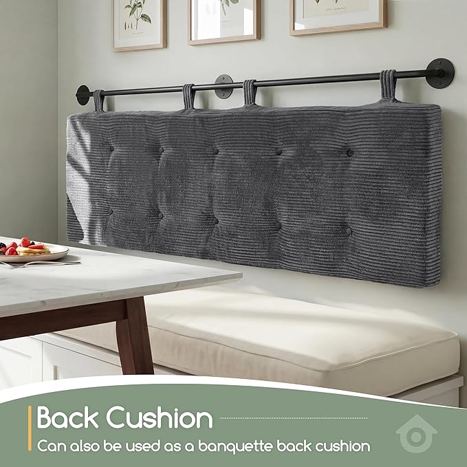 HIGOGOGO Wall Mounted Headboards for Queen Size Bed, Hanging Head Board Wall with Button Tufting, Adjustable Height Headboard for Bedroom,Darkgrey