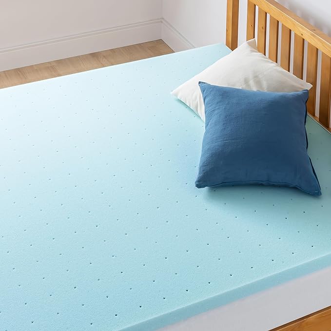 Best Price Mattress 1.5 Inch Ventilated Memory Foam Mattress Topper, Cooling Gel Infusion, CertiPUR-US Certified, Dorm Essentials, King