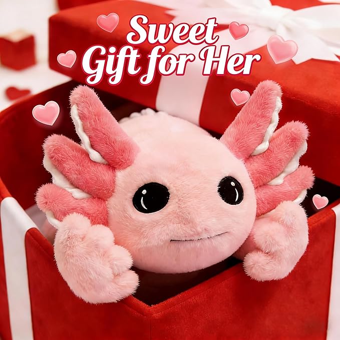 MaoGoLan Giant Axolotl Plush Toy Stuffed Animal, 40" Glow in The Dark Axolotl Plush Pillow for Girl Boy Kid, Soft Jumbo Pink Salamander Body Pillow for Birthday Gift Baby Shower Party Favor Decor