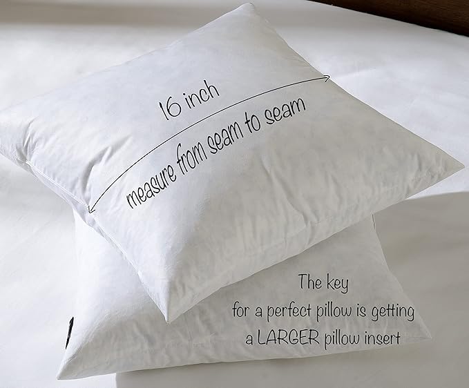 basic home® Hotel-Style Goose Feather Pillow Insert for Sofa & Bed - 100% Odorless & Plump Cushion Filler - 233TC Cotton with Inner Liner to Prevent Poking (16x16 Inch)