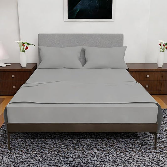 Full Size Bed Sheets – 4Pcs Bed Sheets Full Size Set, Deep Pocket, Double Brushed Microfiber, Fade Resistant, Soft & Breathable for Cozy and Comfortable Sleep(Silver)