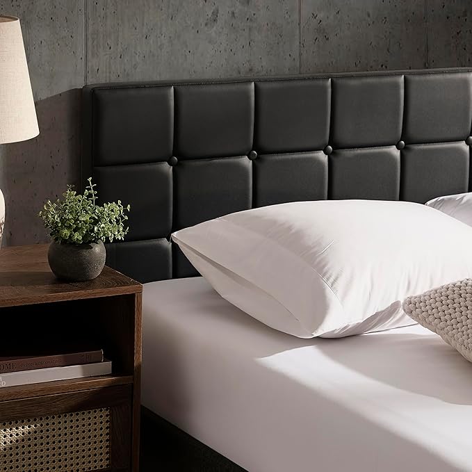Hearth & Harbor Bed Headboard King Size, Button Tufted King Headboard Only, Modern Upholstered Headboards, Wall Mounted, Adjustable Height 34”-42”, Black