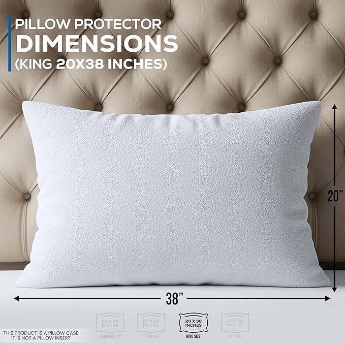 Utopia Bedding Set of 2 Waterproof Pillow Protectors with Zipper King Size, Terry Pillow Covers, Bed Bug and Dust Mite Proof Pillow Cases