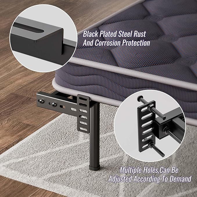 Adjustable Headboard Brackets - Metal Bed Frame Headboard Wall Mounting Brackets with Footboard Extension Kit for Twin, Full ,Queen ,King Size Bed(Black)