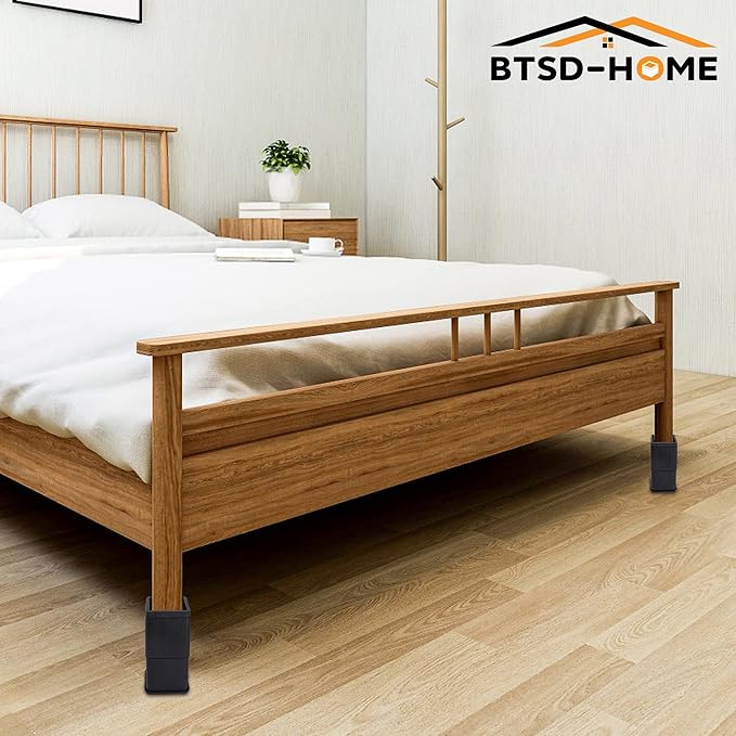 BTSD-home 4 inch or 8 inch Bed Risers Heavy Duty Stackable Furniture Risers Bed Lifts Risers for Couch, Sofa, Desk or Table Legs Extenders 8 Pack