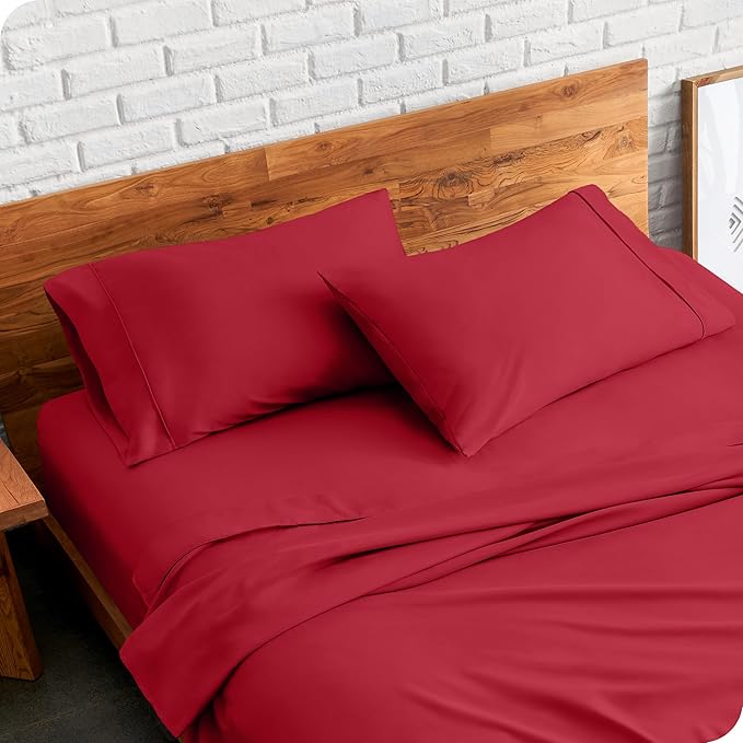 Bare Home Microfiber Pillow Cases - Standard/Queen Size Set of 2 - Cooling Pillowcases - Double Brushed - Red Pillowcases 2 Pack - Easy Care (Standard Pillowcase Set of 2, Red)