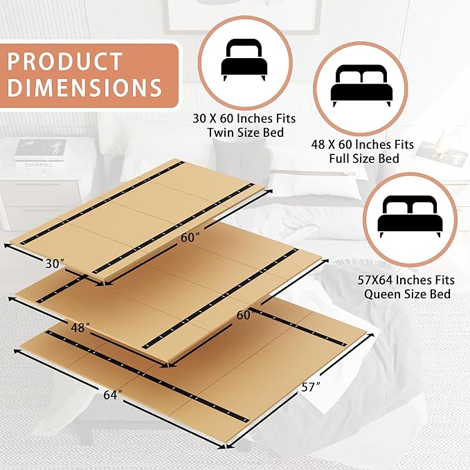 Imperius Foldable Box Spring, Bunkie Board, Bed Support Slats,Twin 38x74