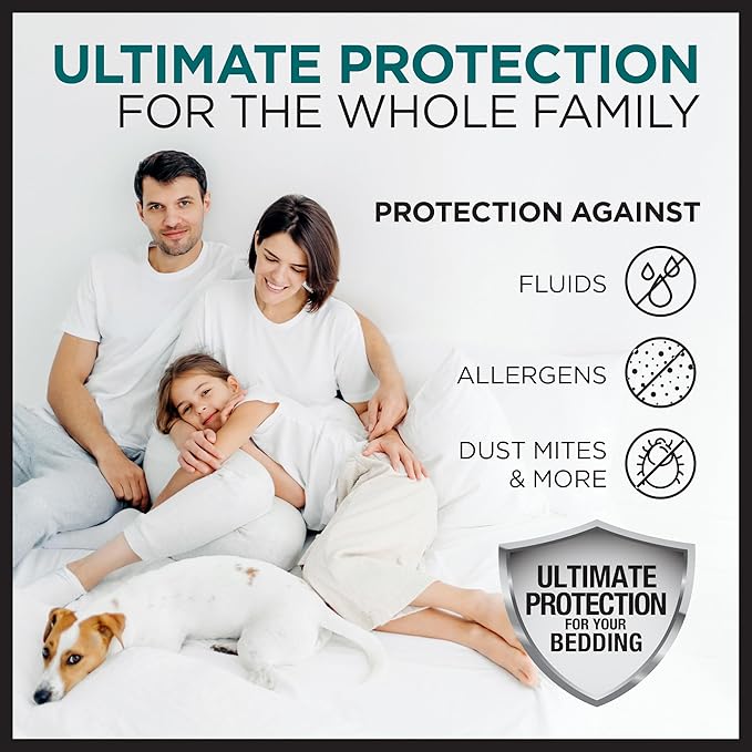 Protect-A-Bed AllerZip Standard 20" x 26" Pillow Protectors (Set of 2), Bed Bug and Dust Mite Proof, Noiseless and Odor-Resistant Pillow Covers, 100% Waterproof, Machine Washable