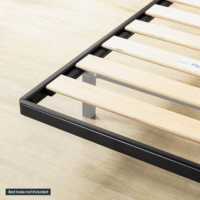 Mellow 1.6 Inch Metal Bunkie Board Mattress Support with Wood Slats for Bed Frames, Box Spring or Bed Slat Replacement, Easy Assembly, King, Black