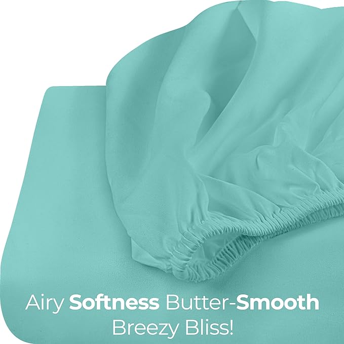 Utopia Bedding King Fitted Sheet - Bottom Sheet - Deep Pocket - Soft Microfiber - Shrinkage and Fade Resistant - Easy Care -1 Fitted Sheet Only (Spa Blue)