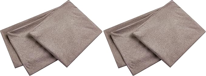 Oubonun 100% Jersey Cotton Body Pillow Cover with Zipper - Luxury Soft Removable Pillow Case - Long Fuzzy - Knitted (Light Brown, 21"X54") (Pack of 2)