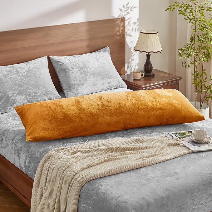 BEDELITE Velvet Body Pillow Cover with Zipper, Soft and Plush 20x54 Long Pillow Case, Velvety Smooth and Cozy Body Pillow Pillowcase for Bedroom and Couch, for All Seasons(Burnt Orange)