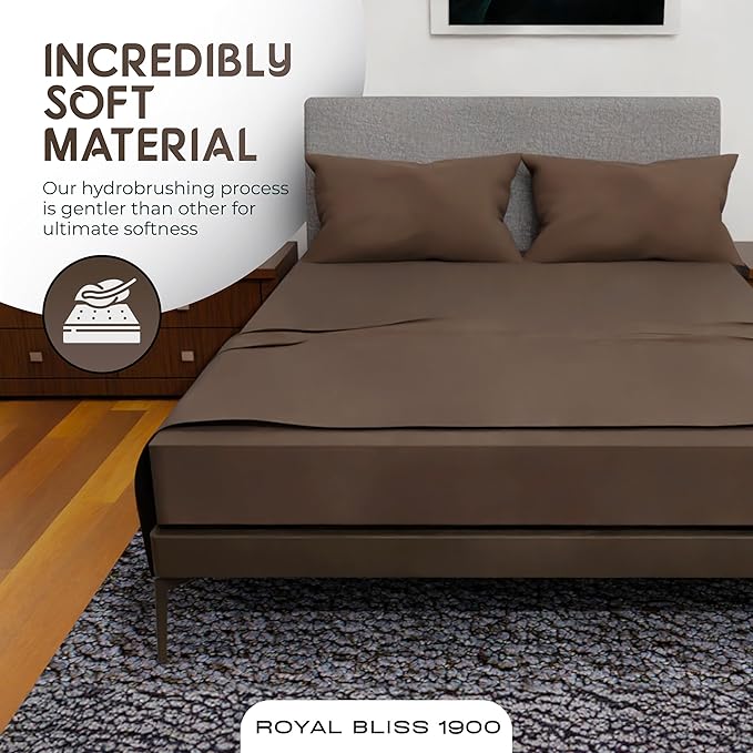 Full Size Bed Sheets – 4Pcs Bed Sheets Full Size Set, Deep Pocket, Double Brushed Microfiber, Fade Resistant, Soft & Breathable for Cozy and Comfortable Sleep(Chocolate)