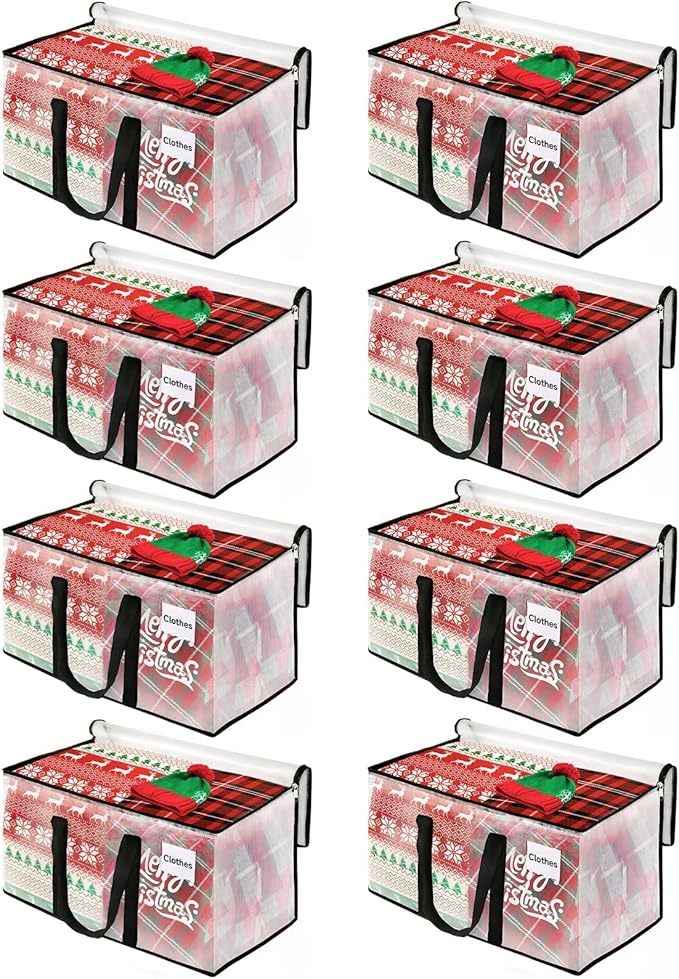 BlissTotes Moving Bags, 76L 8-Pack Storage Bags, Moving Box Heavy Duty Extra Large, Moving Totes with Zipper, Large Packing Bag with Reinforced Handles, Boxes for Packaging Moving