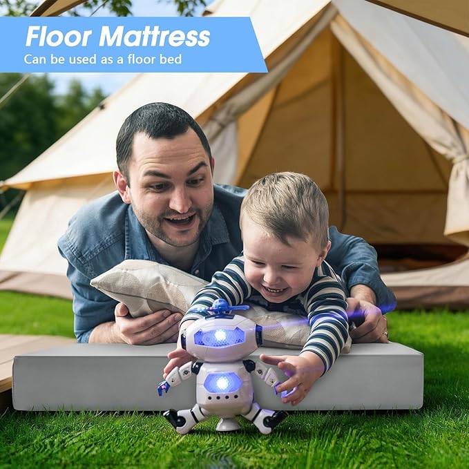CYMULA Memory Foam Camping Mattress Pad,3inch Sleeping Pad for Camping,Non-Slip Bottom Floor Cot Car Mattress Bed with Retaining Portable Roll up Mattress Pad Mat for Travel Truck Guest Bed Tent