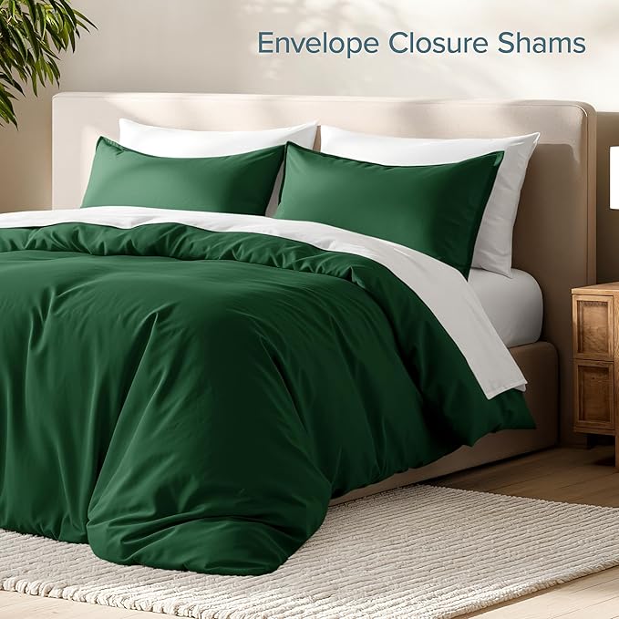 Bare Home Bedding Duvet Cover Extra Long Size - Premium 1800 Super Soft Collection - Lightweight, Cooling - Soft Breathable Bedding Duvet Cover (Twin/Twin XL, Forest Green)