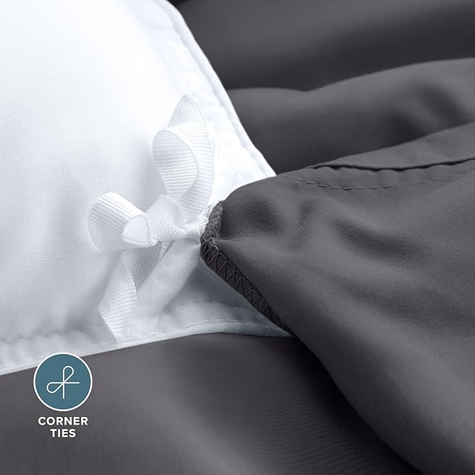 Bare Home Bedding Duvet Cover Oversized Queen - Premium 1800 Super Soft Collection - Lightweight, Cooling - Soft Breathable Bedding Duvet Cover (Oversized Queen, Forged Iron Grey)