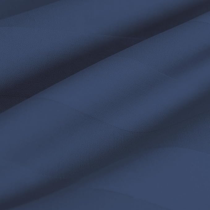 100% Egyptian Cotton Toddler Pillowcases Set of 4, 400 Thread Count Sateen Weave Small Pillow Protectors, Super Soft Breathable Zippered Pillow Covers 13x18 Inches (Stirpe Navy Blue, Toddler)