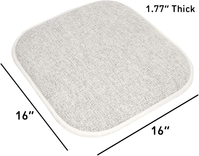 Sweet Home Collection Chair Cushion Memory Foam Pads Honeycomb Pattern Slip Non Skid Rubber Back Rounded Square 16" x 16" Seat Cover, 2 Pack, Alexis Cream/Brown