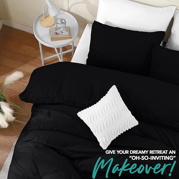 Utopia Bedding Duvet Cover Set with Pillowcases - 3 Pieces Bedding Duvet Cover with Zipper Closure - 1 Duvet Cover with 2 Pillowcases - Soft Brushed Microfiber(King, Black)