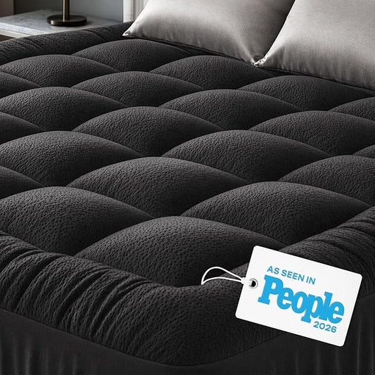 Niagara Sleep Solution Ultra Soft California King Size Mattress Topper - Rayon Derived from Bamboo Pillow Top Mattress Pad for Back Pain Relief - Naturally Cooling for Hot Sleepers, Black