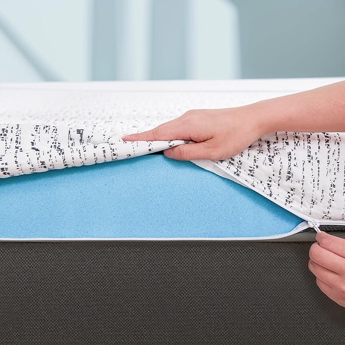 Subrtex Mattress Topper Cover Queen Size 3 Inch (Only Cover) Mattress Topper Protector Bedding Removable Encasement with Zipper Closure