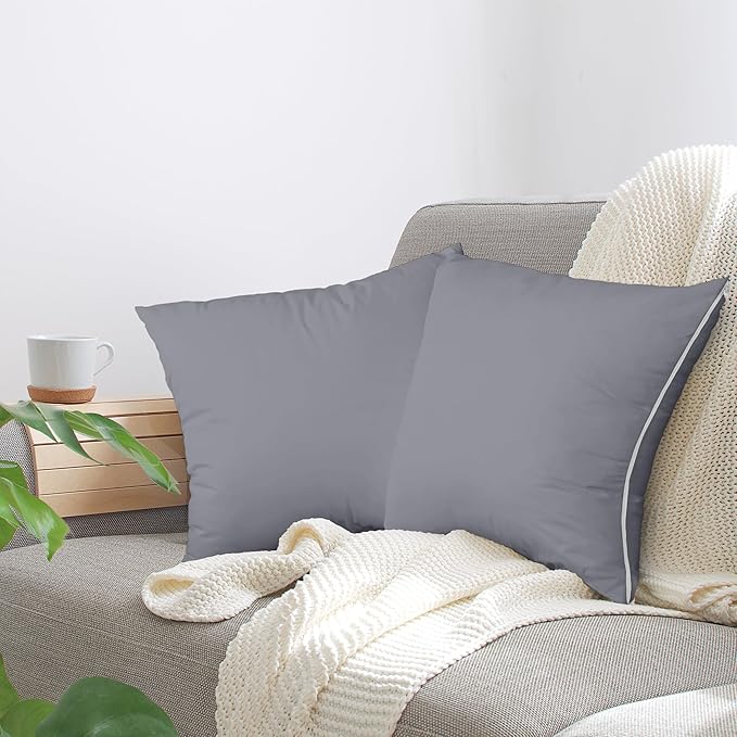 Utopia Bedding 2 Pack Waterproof Throw Pillow Protectors with Zipper 26 x 26 Inches (Gray), Bed Bug Proof Pillow Case Covers, Moisture Wicking Pillow Encasements