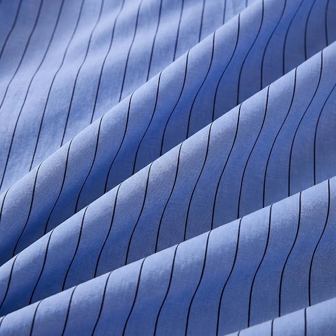 Merryword Standard Size Pillowcases, 100% Cotton Pillow Cases, Denim Blue Striped Pillowcases, Soft Breathable Pinstripe Pillow Covers, Set of 2