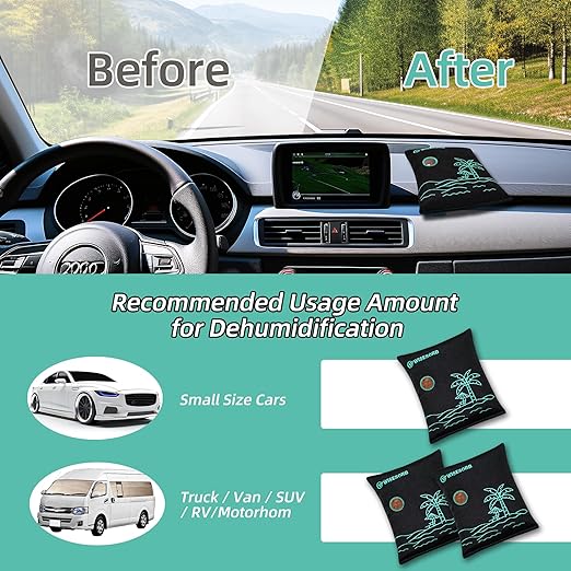 Wisesorb 500g x 2pcs Rechargeable Desiccant Packs, Reusable Car Dehumidifier, Microwave Reactivated Silica Gel Packets Moisture Absorber with Color Indicating for Safe Closet Basement Garage
