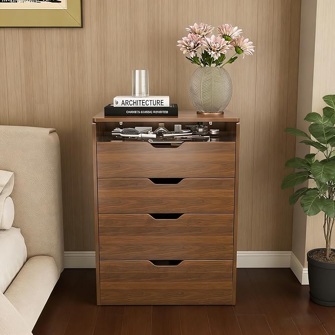Casaphoria Vanity Desk with Mirror and Lights, 3-in-1 Flip Top Makeup Vanity Table with Stool and Storage, Compact Dressing Table for Small Space, Walnut Finish (23.62 Inch)