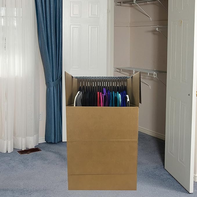 UBOXES Space Saving Wardrobe Moving Boxes 20 x 20 x 34 Inches Moving Boxes, 1-Pack, Kraft/Corrugated (BOXMINIWAR01)
