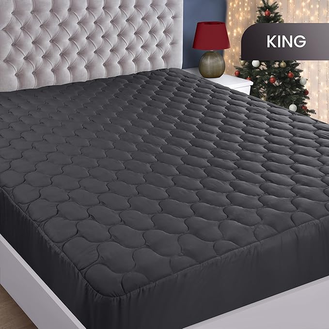 Utopia Bedding Waterproof Mattress Protector, King Mattress Pad, Quilted Fitted Cover Stretches up to 16 Inches Deep (Grey)