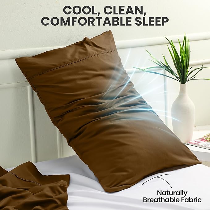 Utopia Bedding Queen Pillow Cases - 2 Pack - Envelope Closure - Soft Brushed Microfiber Fabric - Shrinkage and Fade Resistant Pillow Covers Queen Size 20 X 30 Inches (Queen, Mocha)