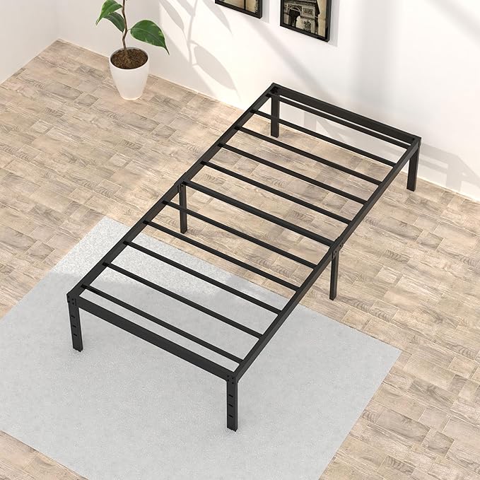 Upcanso 18 Inch Twin XL Bed Frames, Metal Platform Twin XL Bed Frame with High Storage, Eassy Assembly 2,500 Lbs Heavy Duty Bedframes, Black