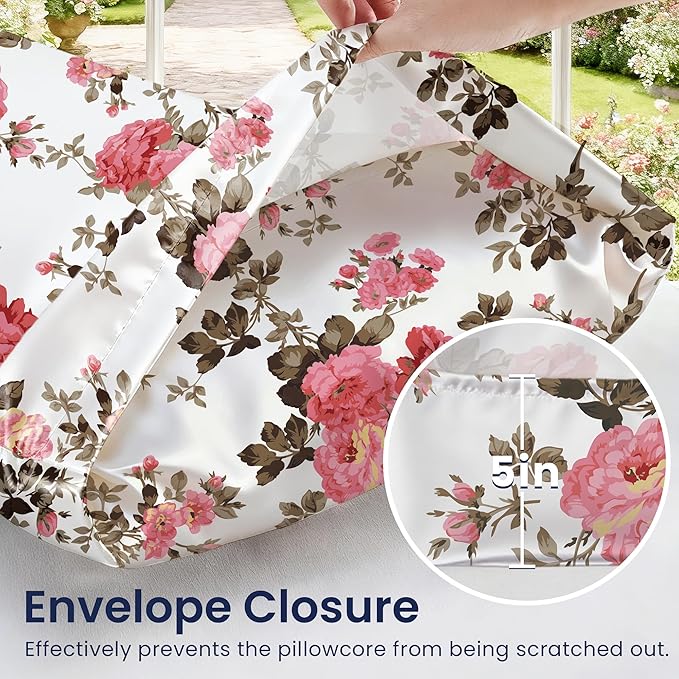 EXQ Home Satin Pillowcase for Hair and Skin - Printed Spring Flowers Silk Body Pillowcase 20x54 inches - Body Pillow Cases with Envelope Closure, Gifts for Women Men