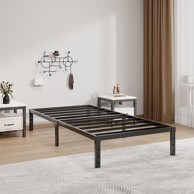 LUMUNANCE Metal Bed Frame Twin Size - 12 Inch Heavy-Duty Twin Platform Bed Frame No Box Spring Needed, Easy Assembly, Noise-Free, Sturdy Mattress Foundation, Underbed Storage Space