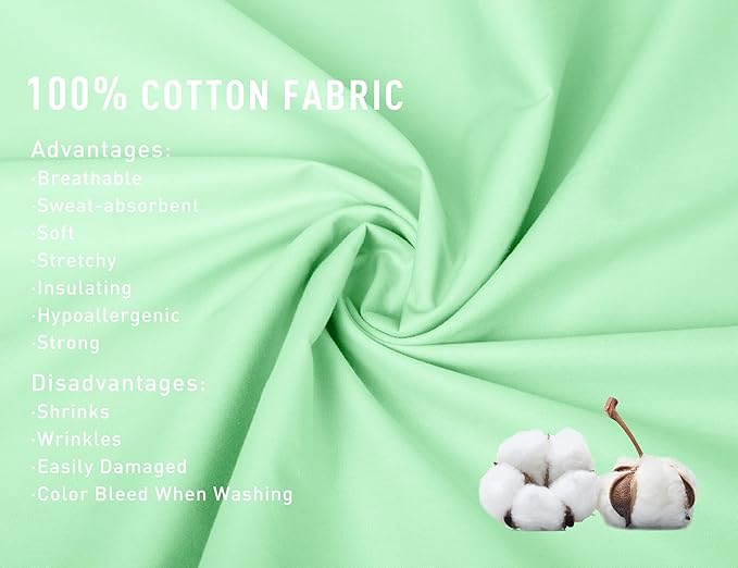 Sunflower Body Pillowcase 100% Cotton Long Pillow Cover/Case Envelope Closure 1 Pack, 20×54 inches Green Ash, Soft and Breathable
