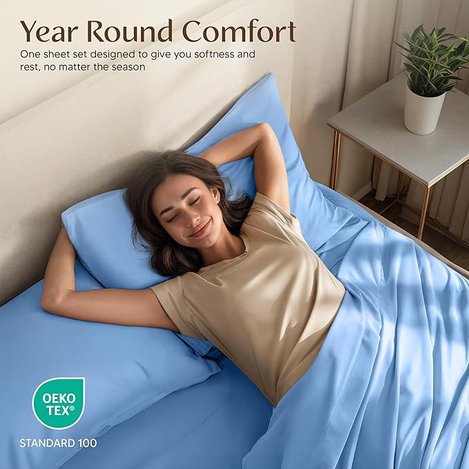 Utopia Bedding Full Size Sheet Set – 4 Piece Bed Sheets, Soft and Breathable Microfiber, Includes 1 Fitted Sheet, 1 Flat Sheet and 2 Pillowcases – Oeko Tex (Dutch Blue)