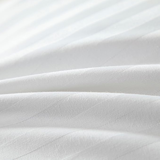 Goose Down Feather Pillows Stripe White Bed Pillow for Sleeping,100% Cotton Fabric Good for Side and Back Stomach Sleeper Queen Size 1 Pack